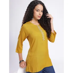 Anouk Rustic Round Neck Thread Work Detailed Straight Kurti-picture-22