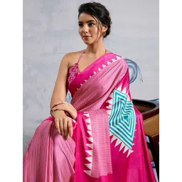 Anouk Rustic Striped Printed Satin Banarasi Saree-picture-21