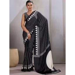 Anouk Rustic Striped Satin Saree With Blouse Piece-picture-20
