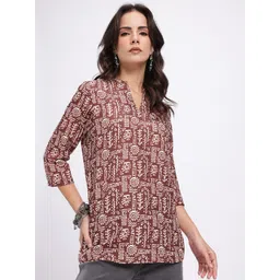 Anouk Rustic Tribal Printed Mandarin Collar Straight Kurti-picture-11
