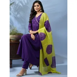 Anouk Rustic Women Ethnic Motifs Printed Panelled Kurta with Trousers & With Dupatta-image-9