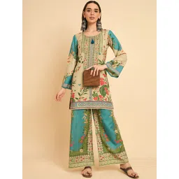 Anouk Rustic Women Ethnic Motifs Printed Round Neck Straight Kurta with Palazzos-picture-31