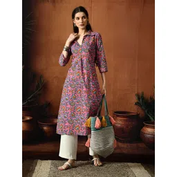 Anouk Rustic Women Ethnic Motifs Printed Shirt Collar Straight Kurta-picture-27