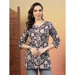 Anouk Rustic Women Floral Print Notch Neck Pure Cotton Straight Kurti-picture-15