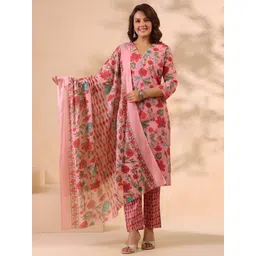 Anouk Rustic Women Floral Printed Cotton Kurta with Trousers & Dupatta-picture-19