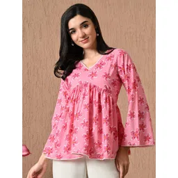 Anouk Rustic Women Floral Printed Flared Sleeve Cotton Empire Top-picture-25
