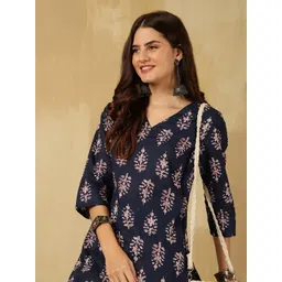 Anouk Rustic Women Floral Printed Regular Pure Cotton Kurta with Palazzos-picture-33