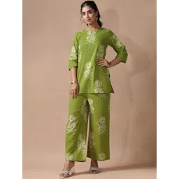 Anouk Rustic Women Floral Printed Regular Pure Cotton Kurta with Palazzos-picture-34