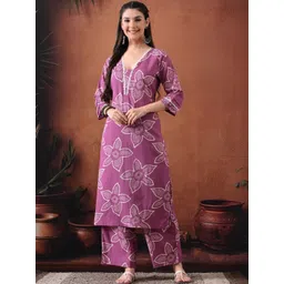 Anouk Rustic Women Floral Printed Regular Pure Cotton Kurta with Palazzos-picture-30