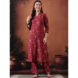 Anouk Rustic Women Floral Printed Regular Pure Cotton Kurta with Trousers-picture-21