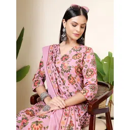 Anouk Rustic Women Floral Printed Regular Pure Cotton Kurta with Trousers & Dupatta-picture-40