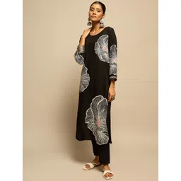 Anouk Rustic Women Floral Printed Thread Work Kurta with Trousers-picture-24