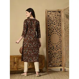 Anouk Rustic Women Floral Printed Zari Cotton Kurta image 4