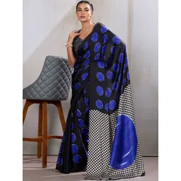 Anouk Rustic Women Printed Polka Dot Satin Fusion Banarasi Saree-picture-11