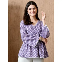 Anouk Rustic Women Pure Cotton Ethnic Motifs Printed Flared Sleeves Peplum Top-picture-21