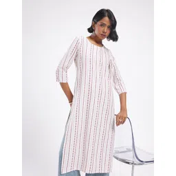 Anouk Rustic Woven Design Striped Straight Kurta-picture-18