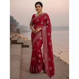 Anouk Rustic Woven Design Zari Poly Georgette Handloom Saree-picture-41