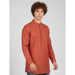 Anouk Rustic Woven Designed Band Collar Straight Kurta-picture-12