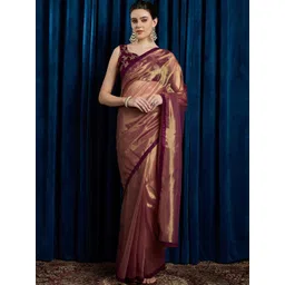 Anouk Solid Saree With Blouse Piece-image-18