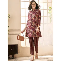 Anouk Women Printed Panelled Kurta with Trousers-image-4