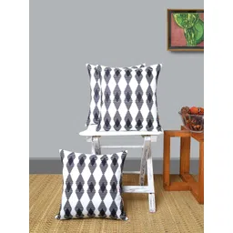 ANS Black & White Set of 3 Geometric Square Cushion Covers-picture-17