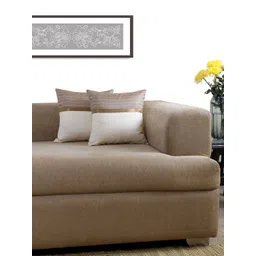 ANS Off-White & Brown Set of 2 Colourblocked 16'' x 16'' Square Cushion Covers-picture-40