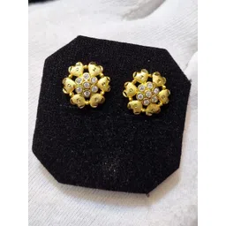 Anshenterpris Gold-Plated Crystals Studded Antique Floral Studs-picture-15