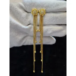 Anshenterpris Gold-Plated Crystals Studded Sui Dhaga Tasselled Floral Drop Earrings-picture-35
