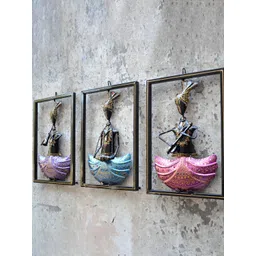 ANSHIKA INTERNATIONAL 3Pcs Blue & Pink Handcrafted 3-Musicians Wall Frames-picture-36