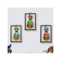 ANSHIKA INTERNATIONAL 3Pcs Green & Red Handcrafted Moustache Sardar Wall Frames-picture-12