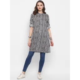 antaran Women Black & White Striped Kurta-picture-26