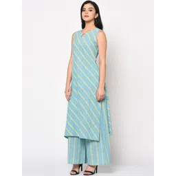 antaran Women Blue Printed Pure Cotton Kurta with Palazzos-picture-38