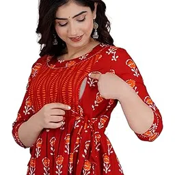 antas Women's Pure 100% Cotton Maternity Gown/Maternity Wear/Feeding Gown A-line Maternity Feeding Dress/Maternity Dress for Women/Maternity Feeding Kurtis for Women-picture-16