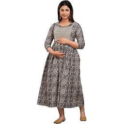 antas Women's Pure Cotton Maternity Gown/Maternity Wear/Feeding Gown A-line Maternity Feeding Dress/Maternity Dress for Women/Maternity Feeding Kurtis for Women-picture-33