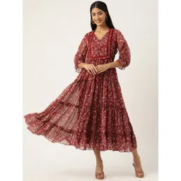 Antheaa Woman Floral Laced Tiered Dress-picture-20