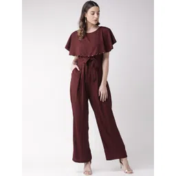 Antheaa Women Burgundy Solid Basic Layered Jumpsuit-image-13