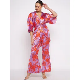 Antheaa Women Floral Printed Top & Trouser Co-Ord Set-picture-13