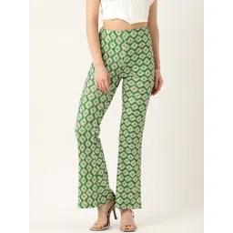 Antheaa Women Green Printed High-Rise Trousers-picture-10