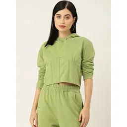 Antheaa Women Green Solid Hooded Sweatshirt-picture-27