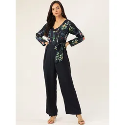 Antheaa Women Navy Blue & Green Floral Printed Basic Jumpsuit-picture-24