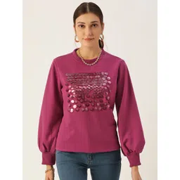 Antheaa Women Pink Embellished Sweatshirt-picture-13