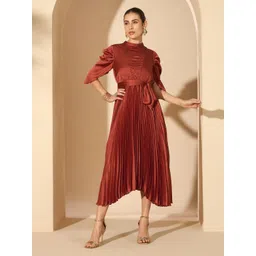 Antheaa Women Satin embellished Fit and Flare Midi Dress-picture-16