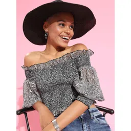 Antheaa Women Stylish Black Floral Top-picture-12