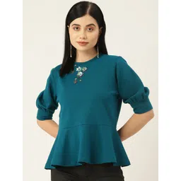 Antheaa Women Teal Embellished Sweatshirt-picture-30