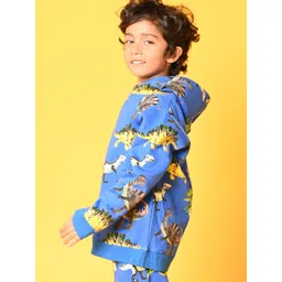 Anthrilo Boys Blue Printed Hooded Fleece Sweatshirt image 3