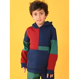 Anthrilo Boys Colourblocked Hooded Fleece Pullover-image-12