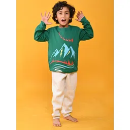 Anthrilo Boys Green & Cream Printed Round Neck Clothing Set-picture-34