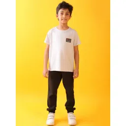 Anthrilo Boys Grey & Black Cotton Regular Fit Self Joggers Set-picture-19
