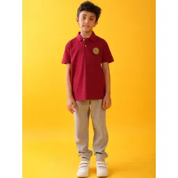 Anthrilo Boys Maroon & Grey Cotton Regular Fit Joggers Set-picture-18