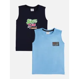 Anthrilo Boys Multi Basket Ball And Skate Time Sleeveless T-Shirts Pack of 2-image-27